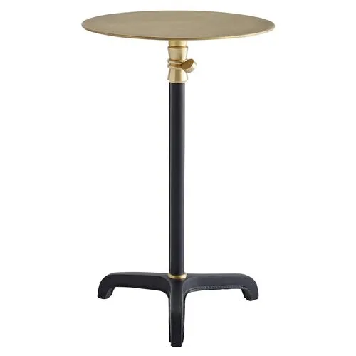 Addison Short Side Table - Indigo Leather - Gold