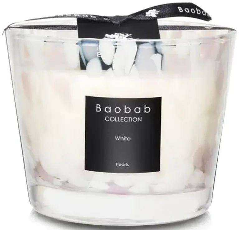 White Pearls Candle - White Musk & Jasmine - BAOBAB COLLECTION - Pink