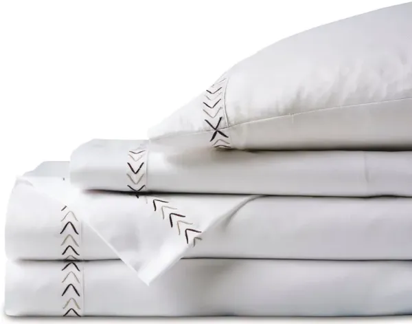 Miri Sheet Set, White/Tan