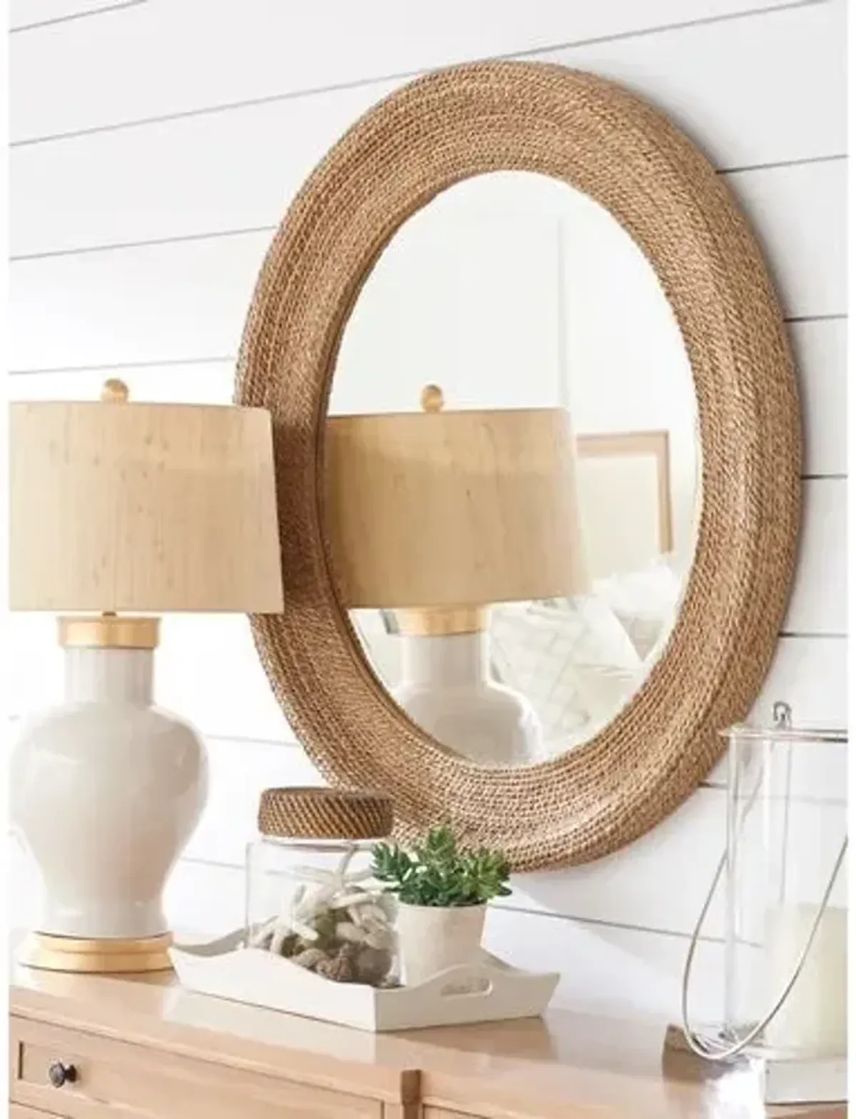 La Jolla Woven Round Wall Mirror - Rope - Barclay Butera