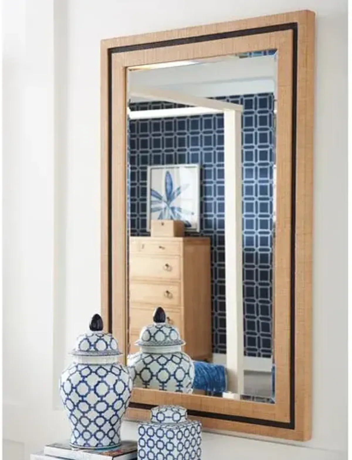 La Costa Rectangular Raffia Wall Mirror - Natural/Black - Barclay Butera