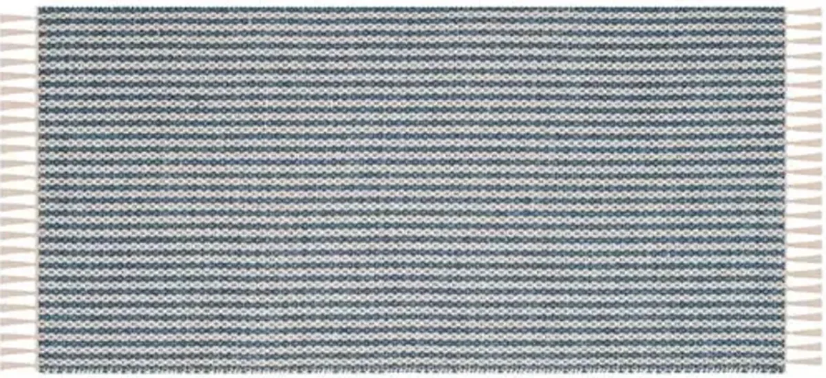 Eevie Flat-Weave Rug - Ivory/Blue - Blue