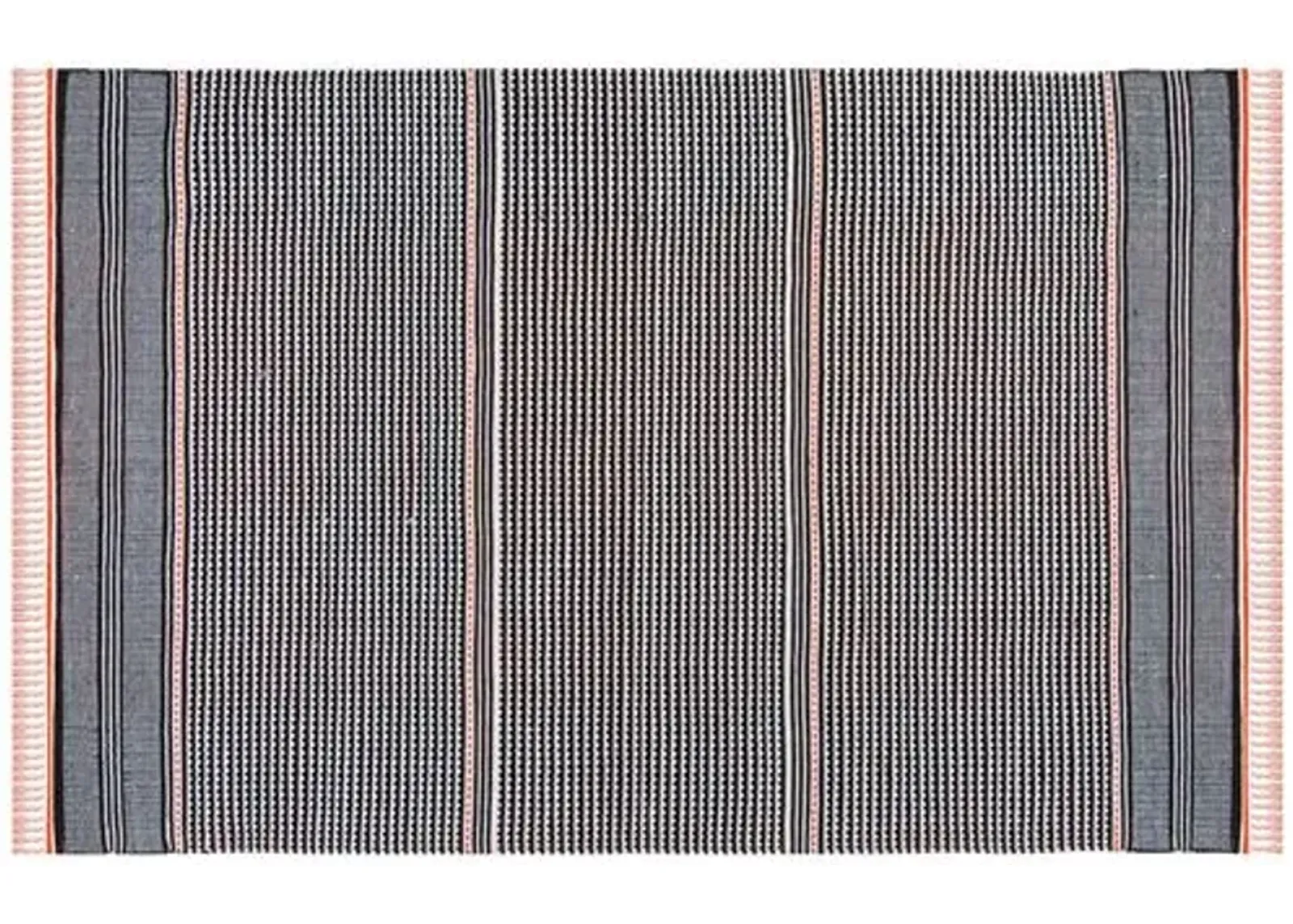 West Flat-Weave Rug - Orange - Black - Black