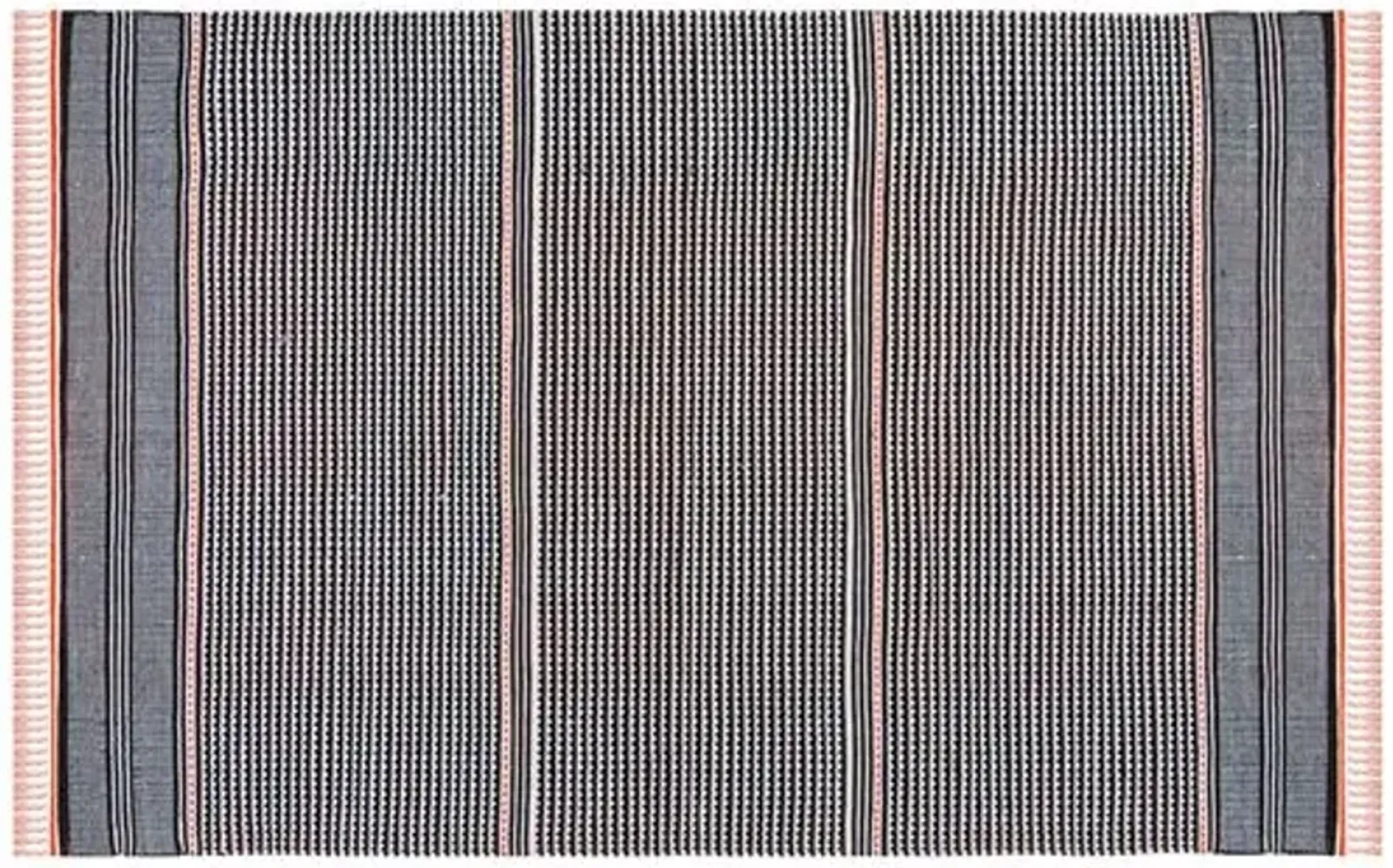 West Flat-Weave Rug - Orange - Black - Black