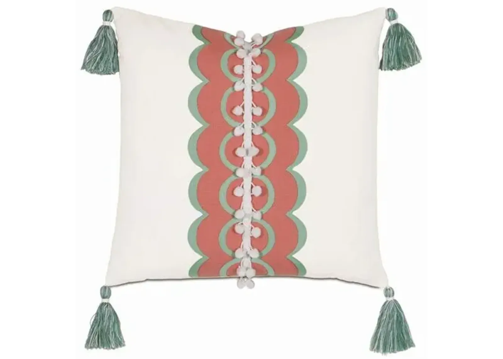 Sarah 18x18 Outdoor Pillow - White/Coral