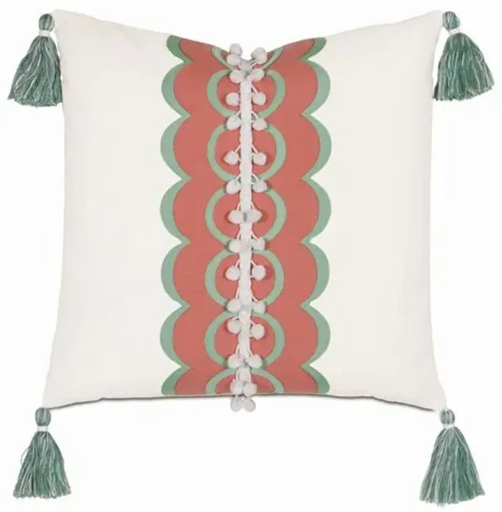 Sarah 18x18 Outdoor Pillow - White/Coral