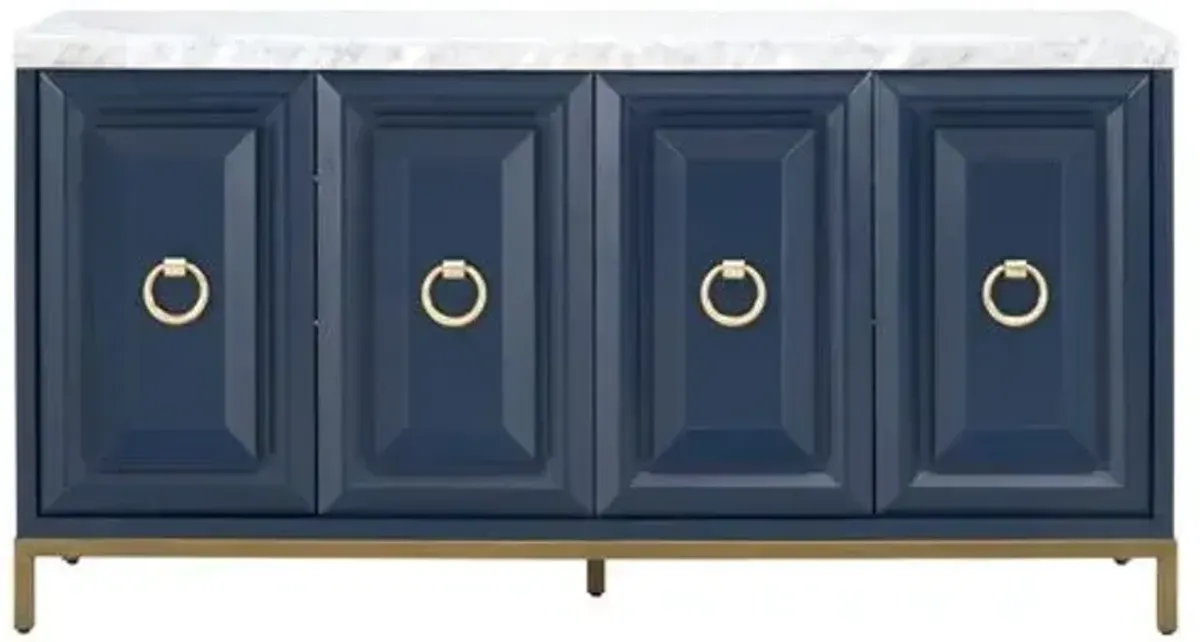 Tessa Marble Top Sideboard - Navy - Blue