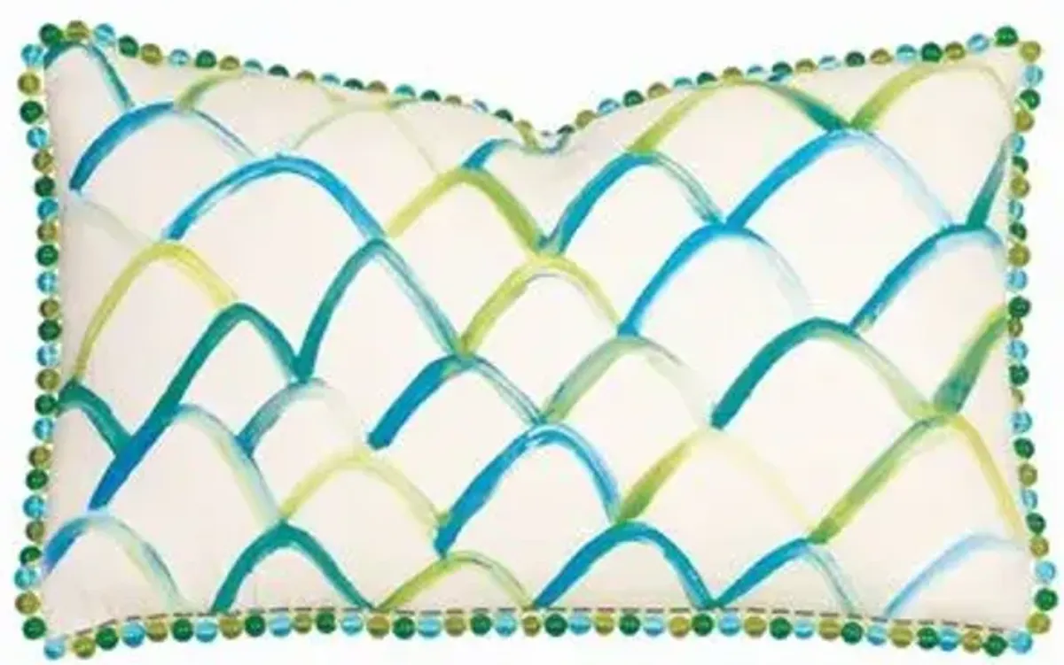 Emery Lumbar Pillow - White/Green