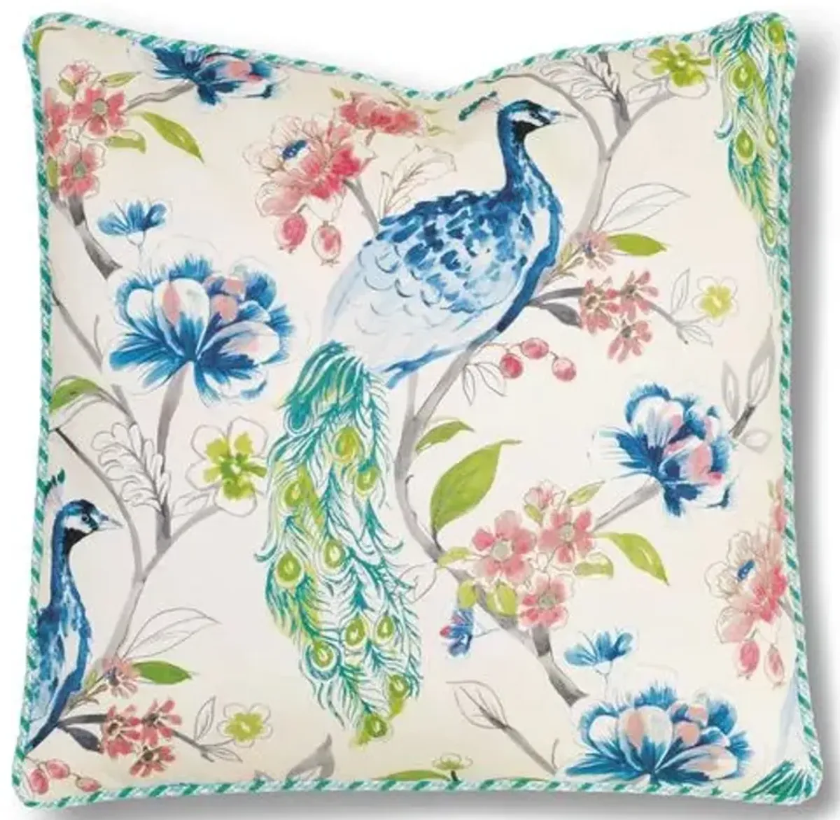 Riley 24x24 Pillow - Ivory/Blue