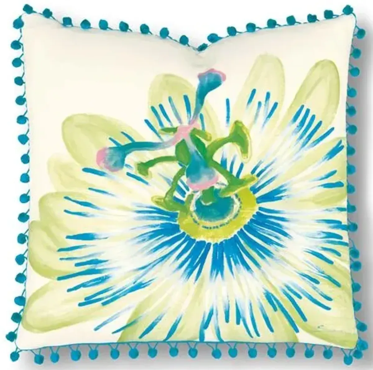 Leah 20x20 Pillow - Ivory/Blue