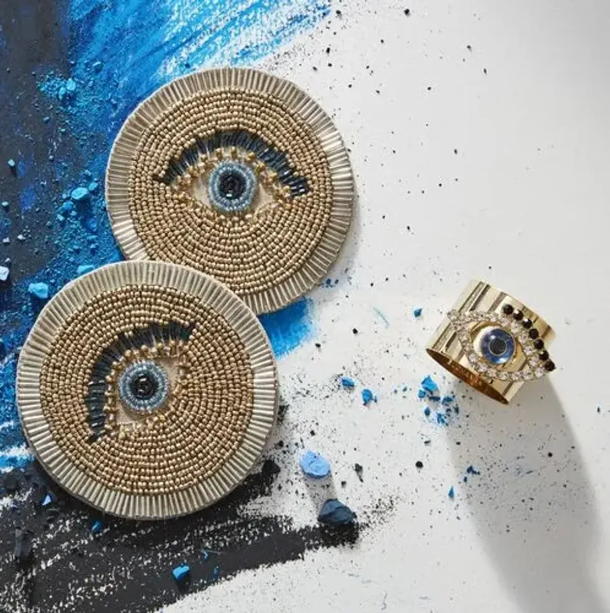 Set of 2 Evil Eye Napkin Rings - Gold - Joanna Buchanan