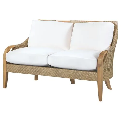 Edgewood Outdoor Loveseat - Natural Sunbrella - Lane Venture - White