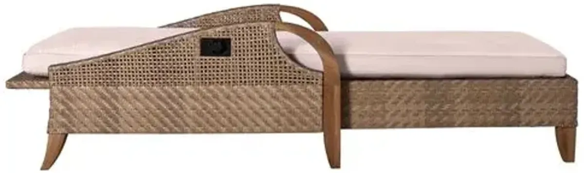 Edgewood Outdoor Chaise - Natural Sunbrella - Lane Venture - White - Comfortable, Sturdy, Stylish, Weatherproof, Weatherproof