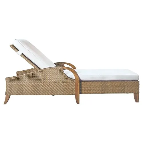 Edgewood Outdoor Chaise - Natural Sunbrella - Lane Venture - White - Comfortable, Sturdy, Stylish, Weatherproof, Weatherproof