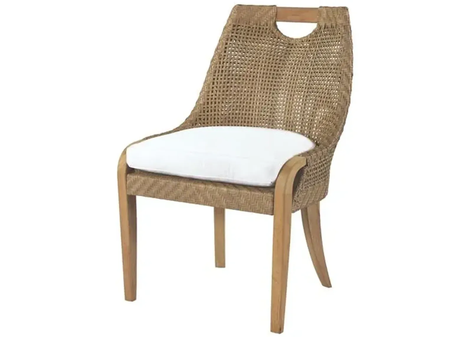 Edgewood Outdoor Dining Side Chair - Natural Sunbrella - Lane Venture - White