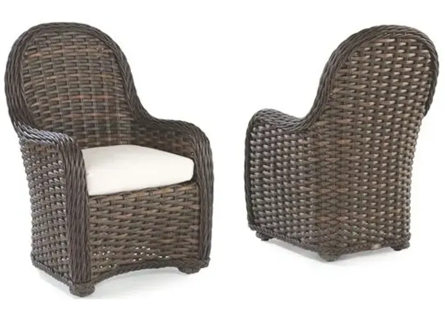 Set of 2 South Hampton Outdoor Dining Armchairs - Brown/Natural Sunbrella - Lane Venture - White