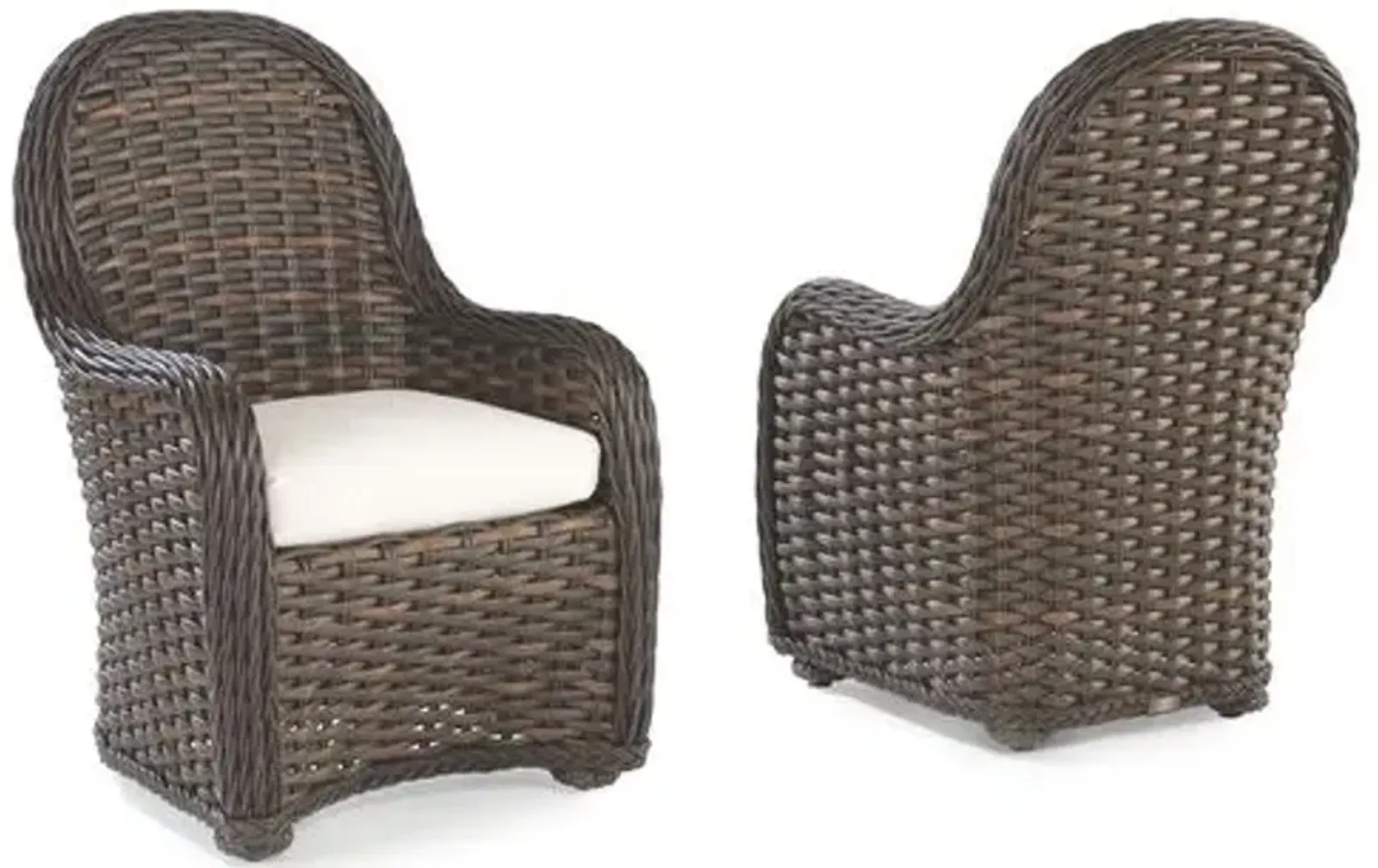 Set of 2 South Hampton Outdoor Dining Armchairs - Brown/Natural Sunbrella - Lane Venture - White