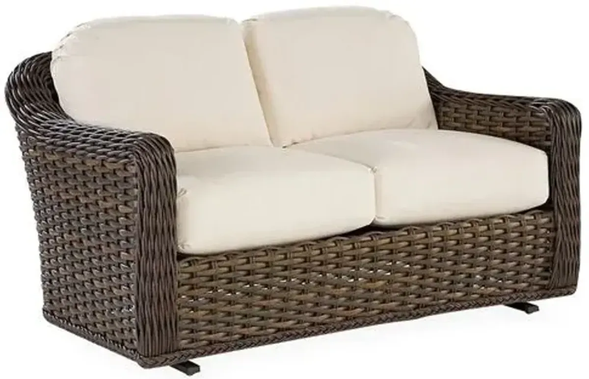 South Hampton Outdoor Glider Loveseat - Brown/Natural Sunbrella - Lane Venture - White