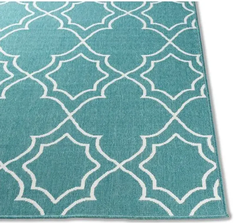 Sita Outdoor Rug - Teal/White - Green - Green