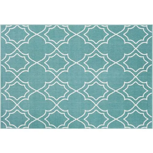 Sita Outdoor Rug - Teal/White - Green - Green