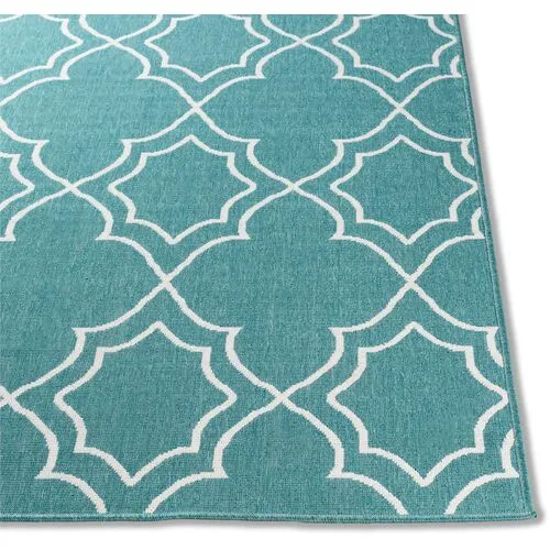 Sita Outdoor Rug - Teal/White - Green - Green