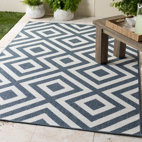 Ashley Outdoor Rug - Charcoal/White - Gray - Gray