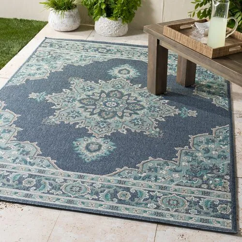 Embiid Outdoor Rug - Aqua/Teal - Blue - Blue