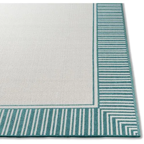 Fay Outdoor Rug - Teal/White - Green - Green