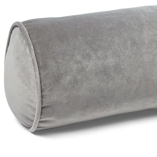 Anne Bolster Pillow - Light Gray Velvet