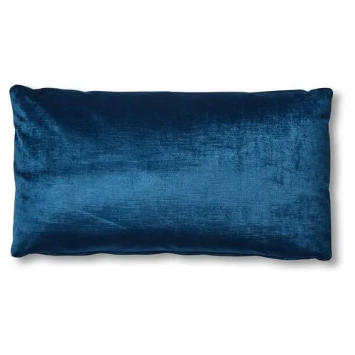 Ada Long Lumbar Pillow - Prussian Blue Velvet