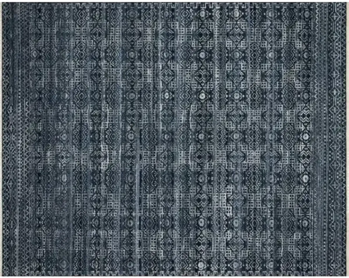 Spring Hand-Knotted Rug - Ink - Blue - Blue