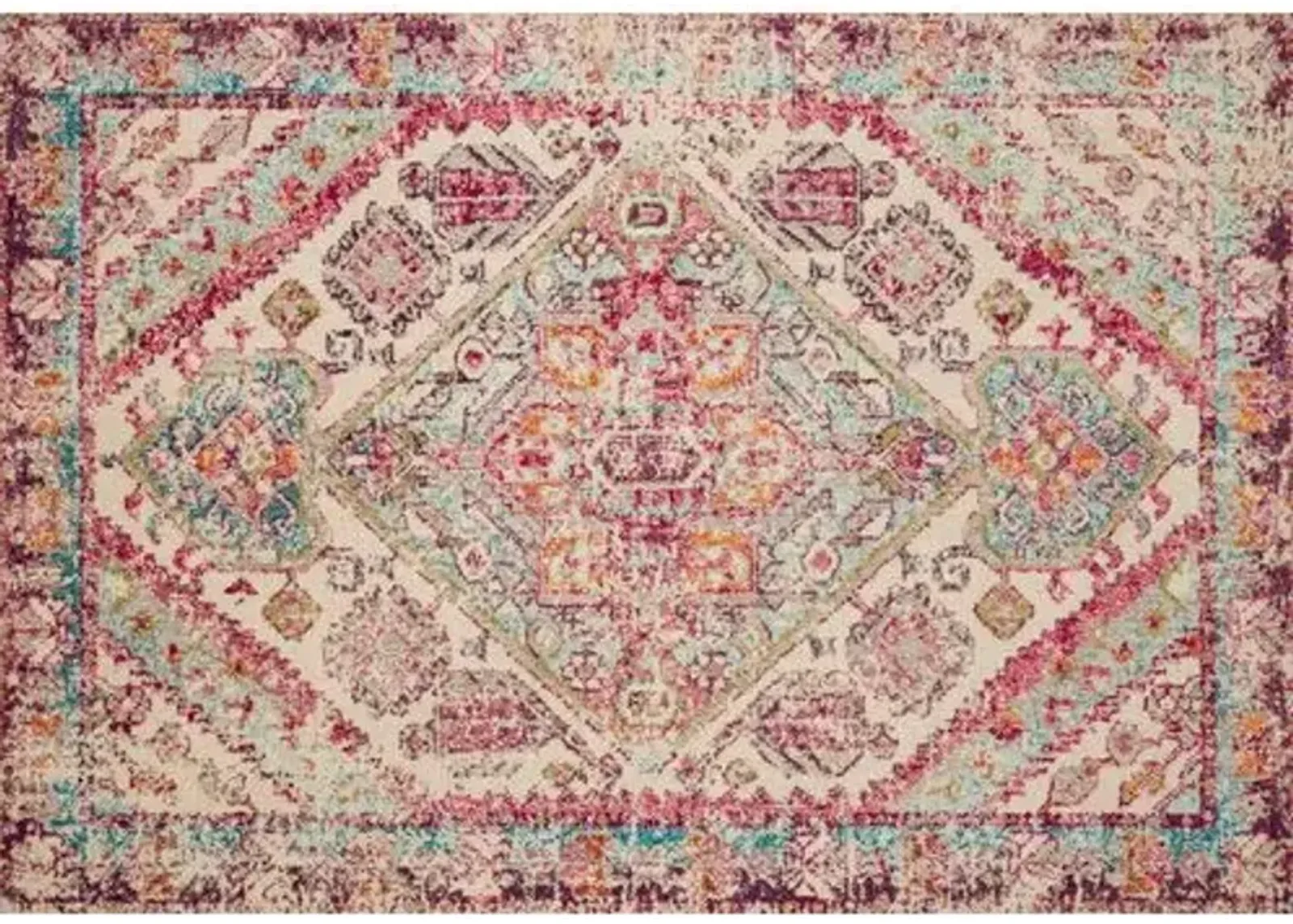 Coates Rug - Aqua/Pink - Pink