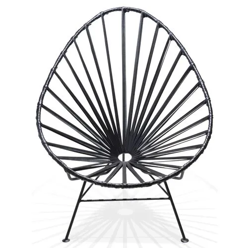 Acapulco Lounge Chair - Black Leather - Mexa - Handcrafted