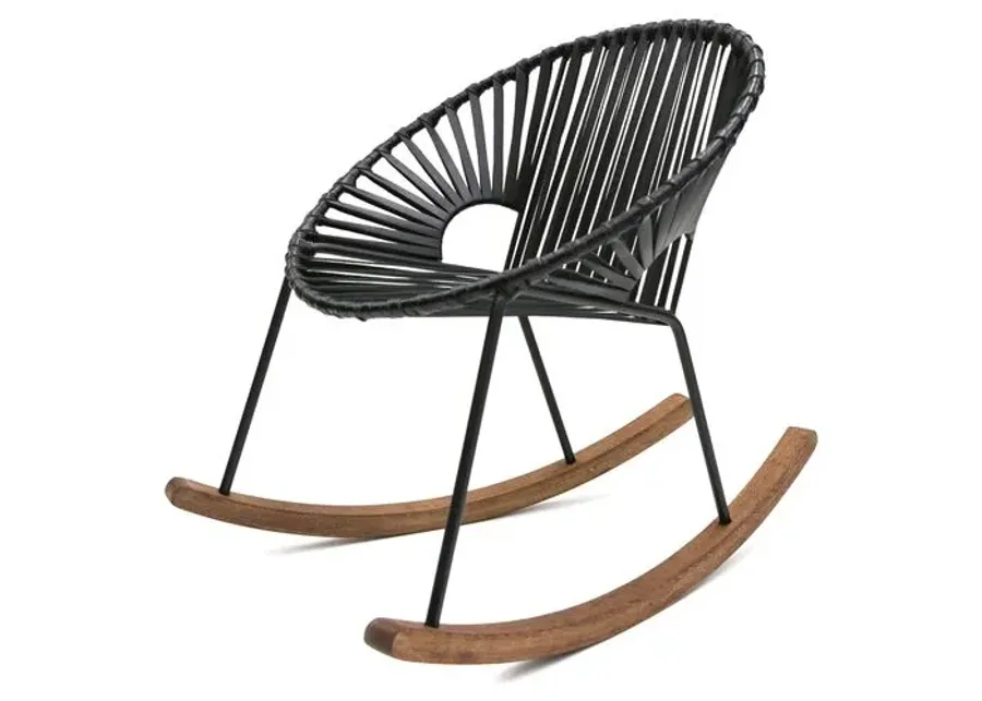 Ixtapa Rocking Chair - Black Leather - Mexa - Handcrafted