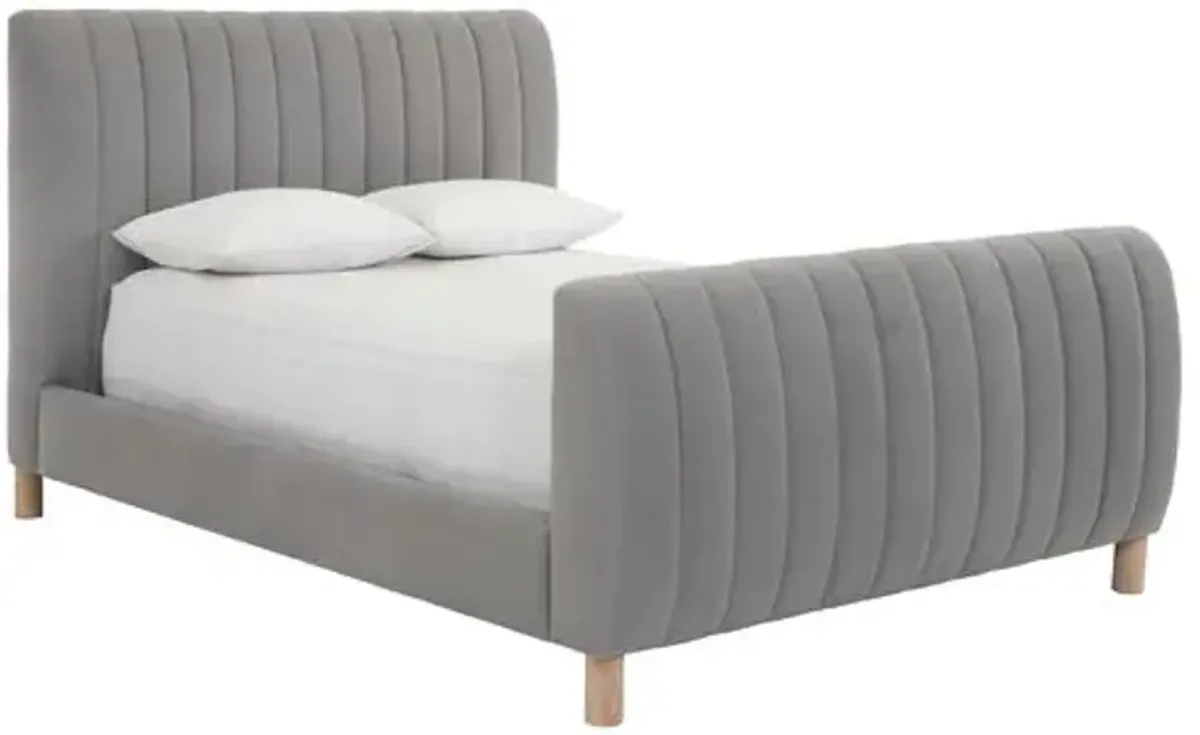 Alden Channeled Linen Bed - Gray