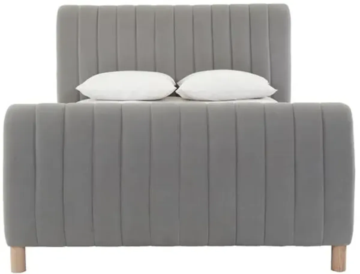 Alden Channeled Linen Bed - Gray