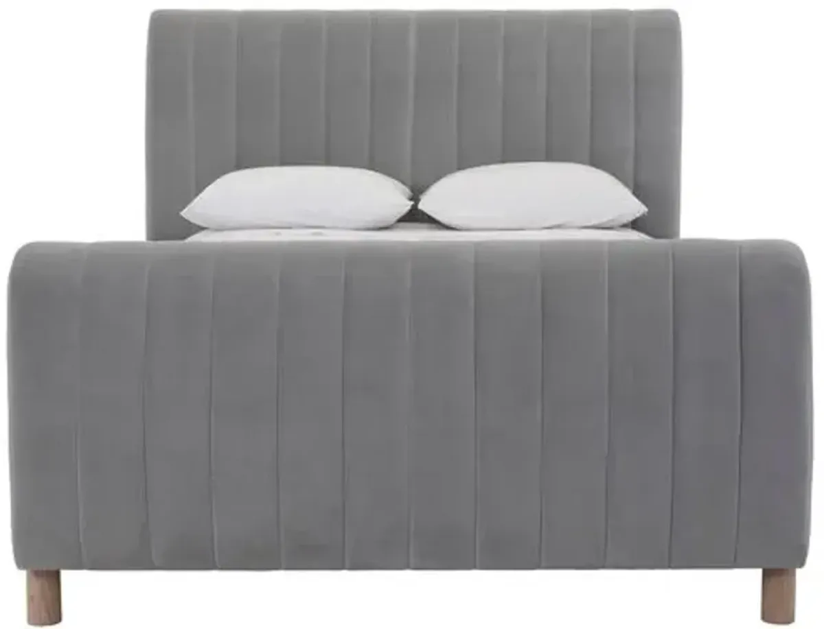 Alden Channeled Linen Bed - Gray