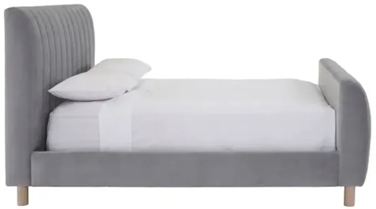 Alden Channeled Linen Bed - Gray