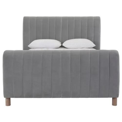 Alden Channeled Linen Bed - Gray