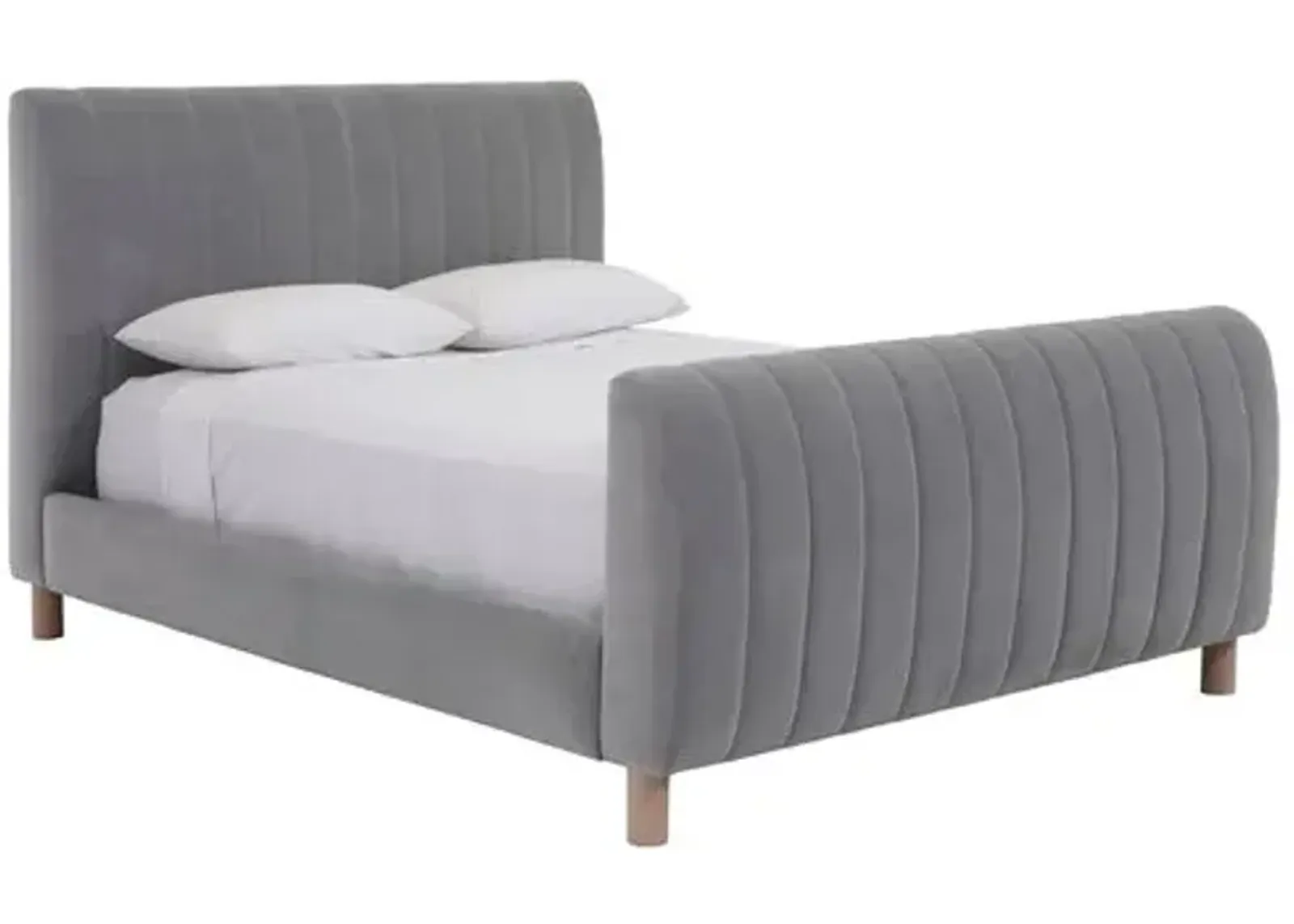 Alden Channeled Linen Bed - Gray