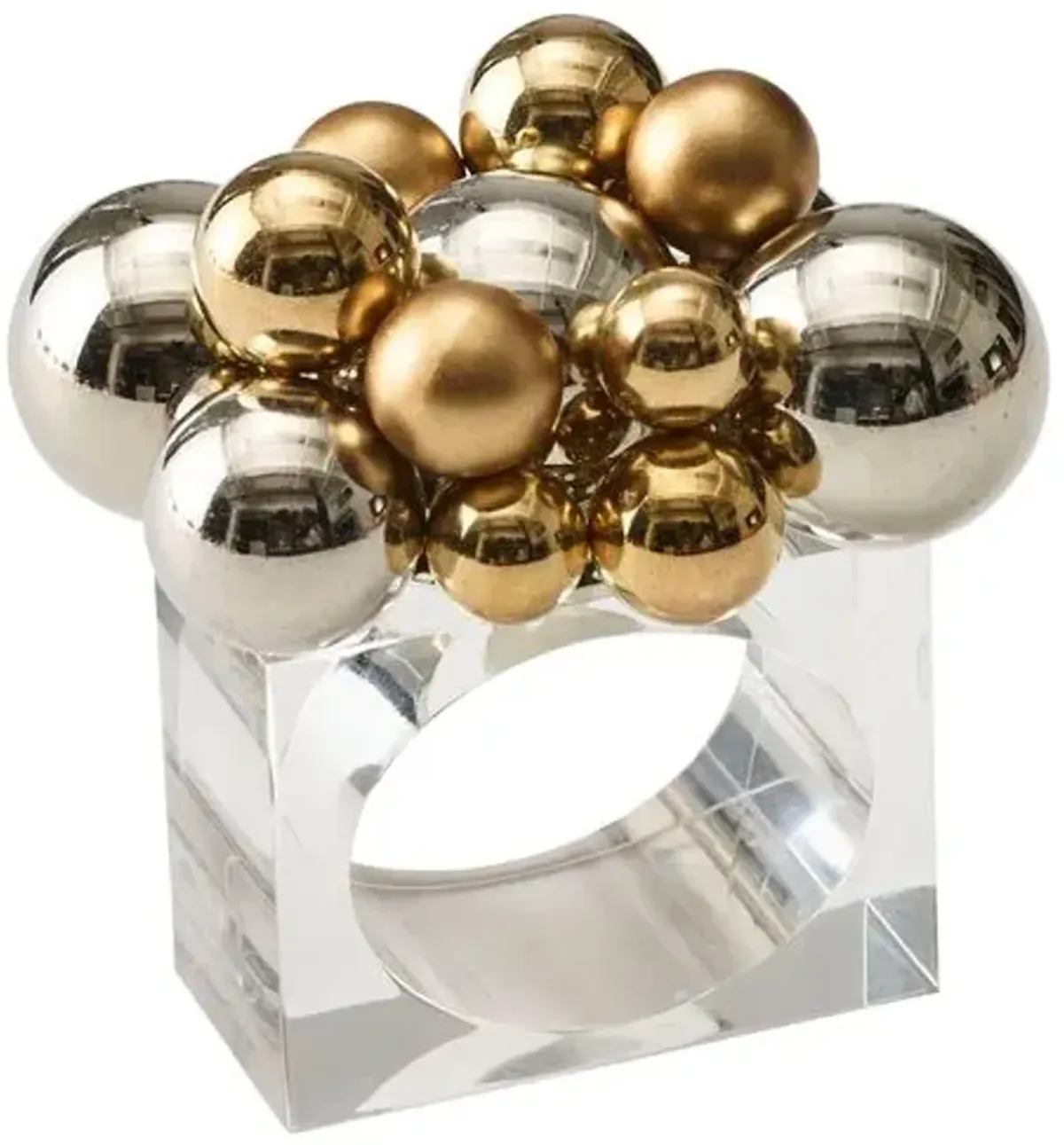 Set of 4 Bauble Napkin Rings - Gold/Silver - Kim Seybert