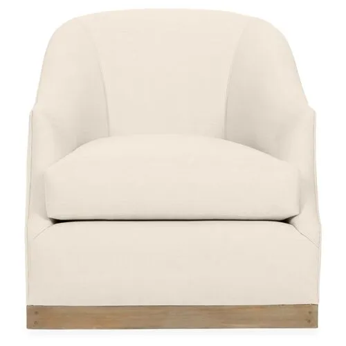 Bridget Linen Swivel Club Chair - Hancrafted in the USA