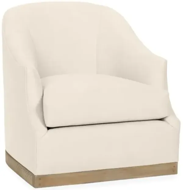 Bridget Linen Swivel Club Chair - Hancrafted in the USA