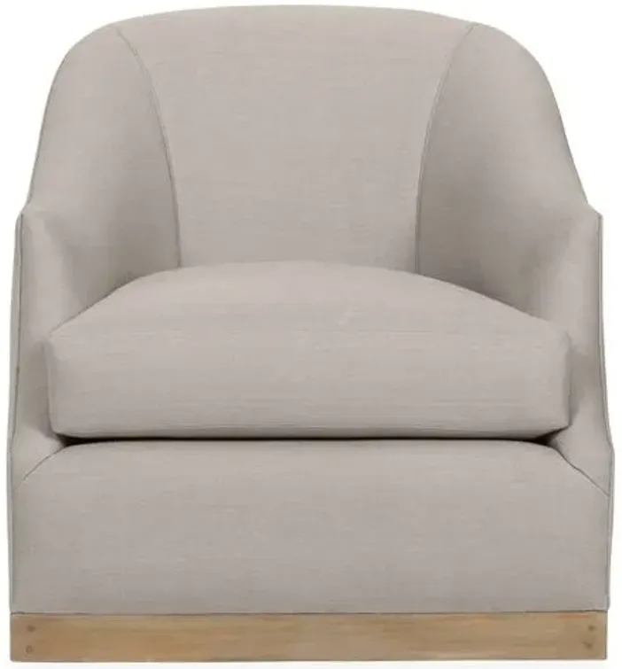 Bridget Linen Swivel Club Chair - Hancrafted in the USA