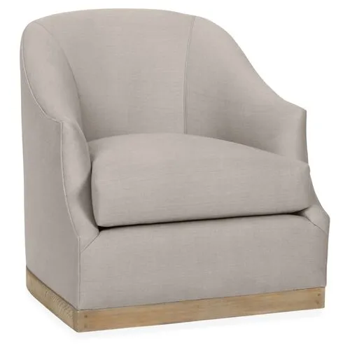 Bridget Linen Swivel Club Chair - Hancrafted in the USA