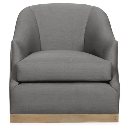 Bridget Linen Swivel Club Chair - Hancrafted in the USA