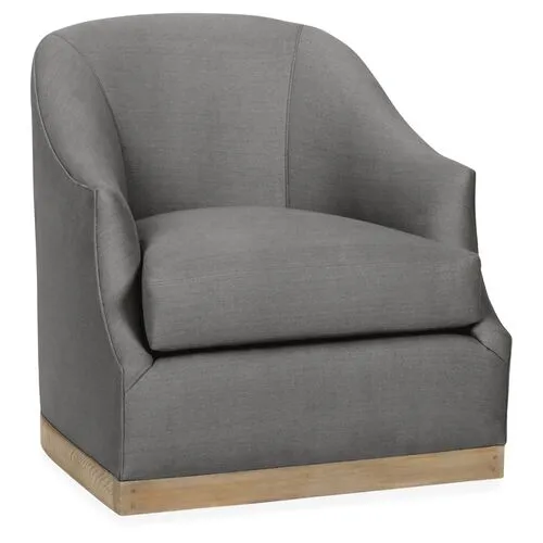 Bridget Linen Swivel Club Chair - Hancrafted in the USA