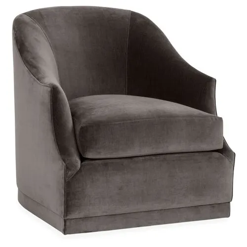 Bridget Velvet Swivel Club Chair - Hancrafted in the USA