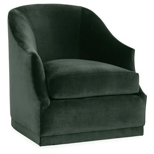 Bridget Velvet Swivel Club Chair - Hancrafted in the USA