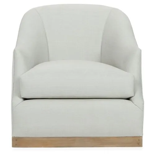 Bridget Linen Swivel Club Chair - Hancrafted in the USA